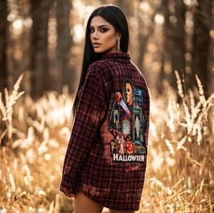 Halloween Graphic Plaid Flannel